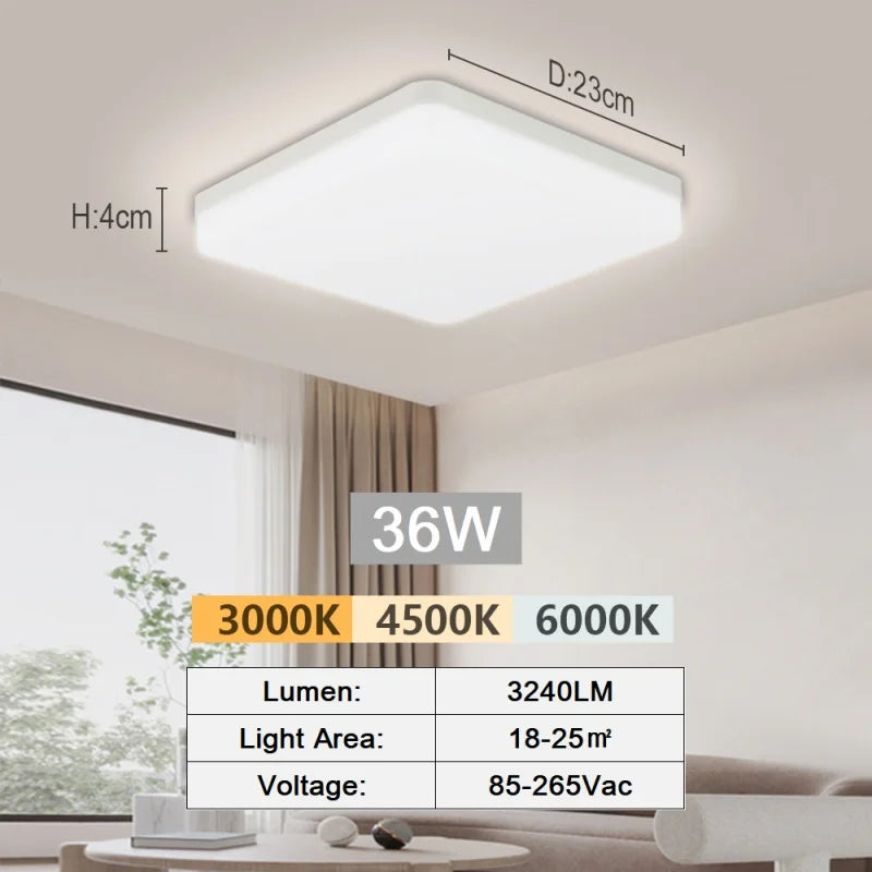 Plafonnier LED Cuisine Extra-Plat, Rond ou Carré, 18 à 48 W