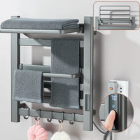 Porte-Serviette Chauffant Électrique Noir Tactile Inox