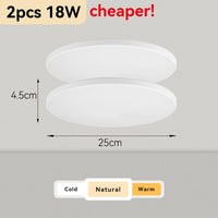 Plafonnier Cuisine LED Rond Ultra Plat 4,5 cm, Blanc ou Noir, 15 à 50 W