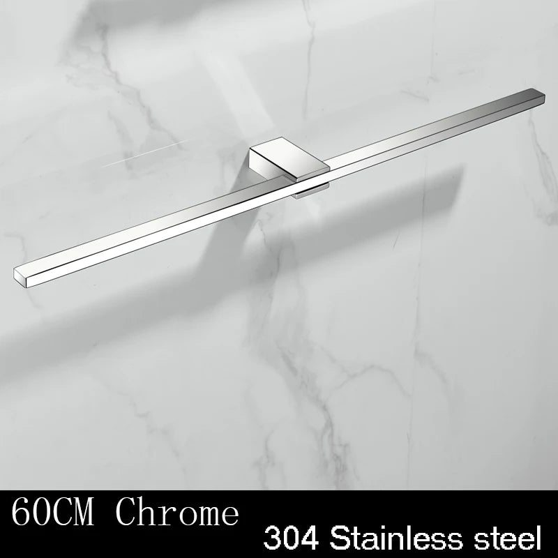 Porte-Serviette Mural Barre Plate Inox 304, 3 Finitions, 30 à 60 cm