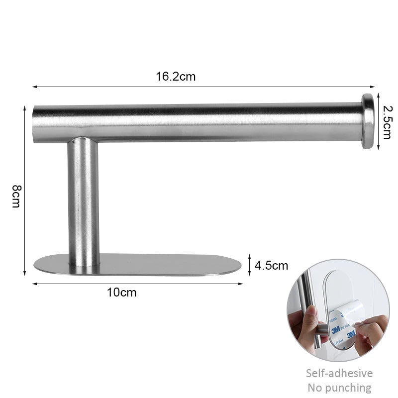 Porte-Rouleau Essuie-Tout Adhésif Inox 304, Sans Perçage, 3 Finitions