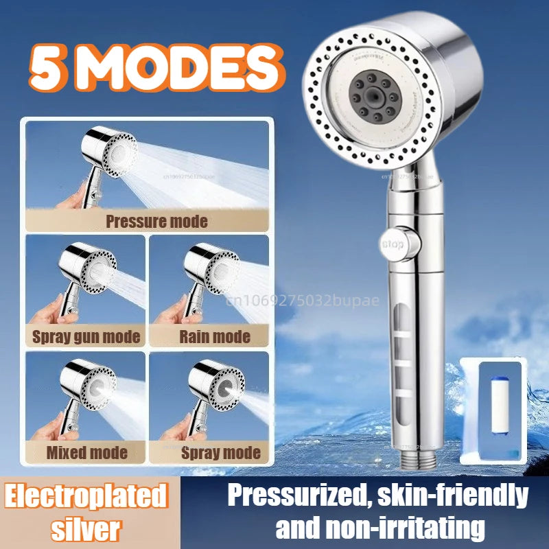 Pommeau de Douche Portable 5 Jets Filtrant Haute Pression