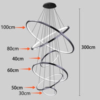Suspension Cuisine LED à 5, 6 ou 7 Anneaux, Double Hauteur et Escalier