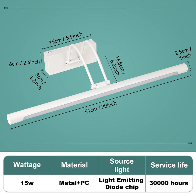 Applique pour Miroir Salle de Bain LED Tricolore 40/50 cm