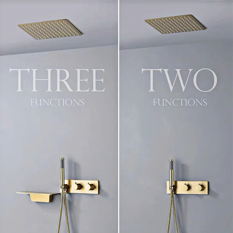 Douche Encastrable Thermostatique Pomme de Pluie Carrée, Plafond ou Mural, 4 Finitions