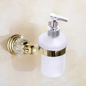 Accessoires Salle de Bain Dorés Cristal à la Pièce, 16 Articles