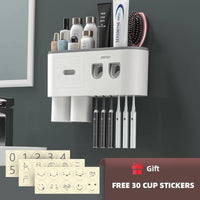 Porte-Brosse à Dents Mural Magnétique, Distributeur de Dentifrice, 1 à 5 Gobelets