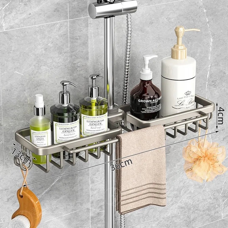 Étagère de Douche sur Barre Aluminium Sans Perçage