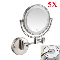 Miroir Grossissant Mural LED Bras Extensible Laiton, 3 Teintes de Lumière