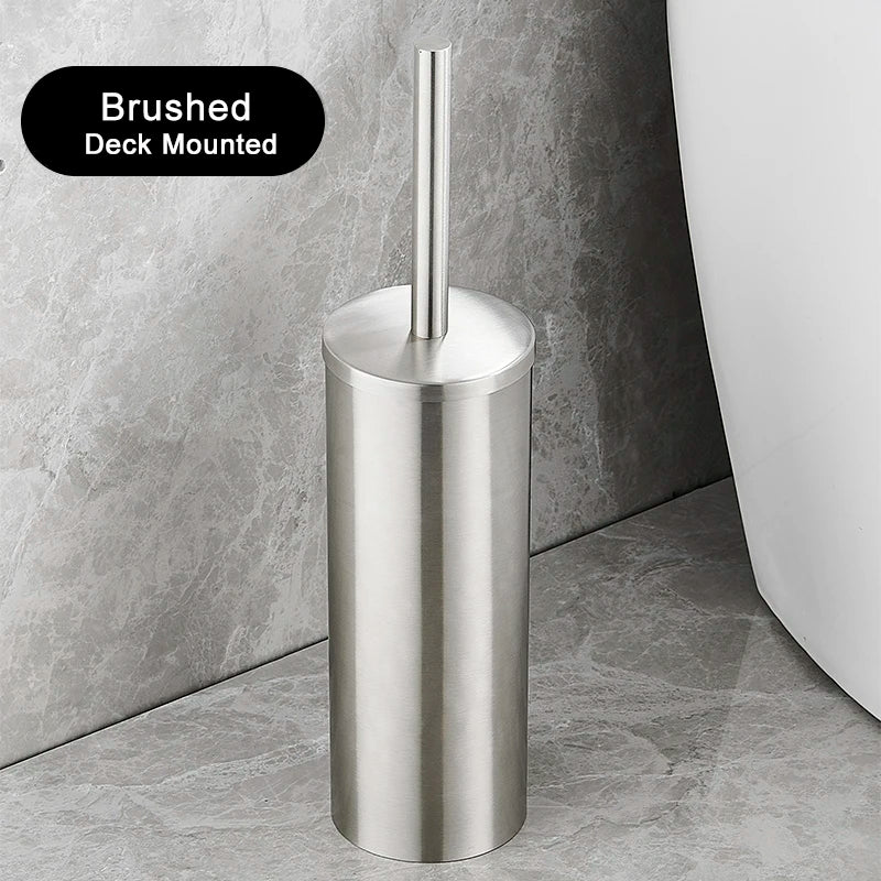 Brosse WC Inox avec Support Cylindrique, Murale ou à Poser, 7 Finitions