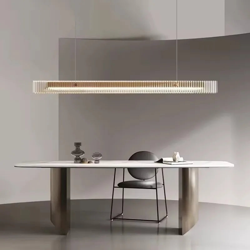 Suspension Cuisine Îlot Linéaire Verre Cannelé Noir ou Doré, 100 à 170 cm