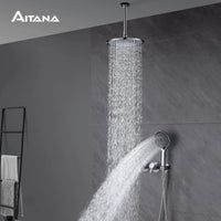 Douche Encastrable Laiton avec Pommeau Rond 25 cm et Douchette, 5 Finitions