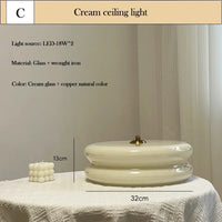 Plafonnier Cuisine en Verre Laiteux Rétro, Blanc ou Crème, Ø 32 ou 40 cm