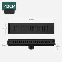 Caniveau de Douche Inox 304 Brossé ou Noir, 20 à 60 cm