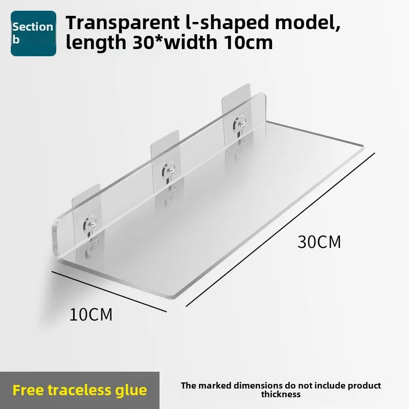 Étagère Salle de Bain Murale en Acrylique Transparente, Sans Perçage