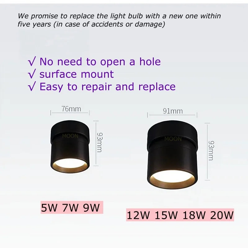 Downlight LED Cuisine Rotatif Dimmable Noir Blanc