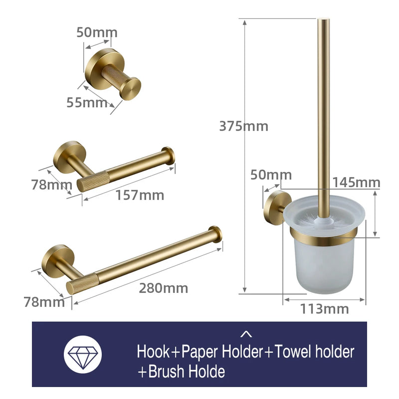 Porte-Serviette Mural Doré Brossé Kit Modulable