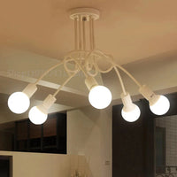 Plafonnier Cuisine Branches 3 ou 5 Lampes E27, Noir, Blanc ou Doré