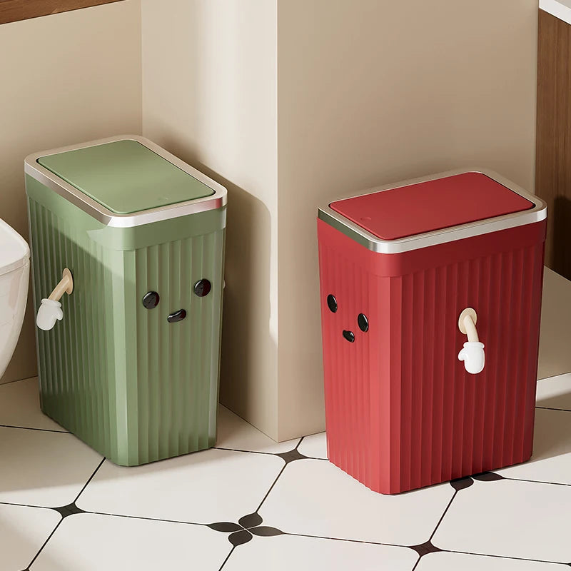 Poubelle Cuisine Étroite à Couvercle Poussoir, 34 cm, Rouge, Vert ou Blanc