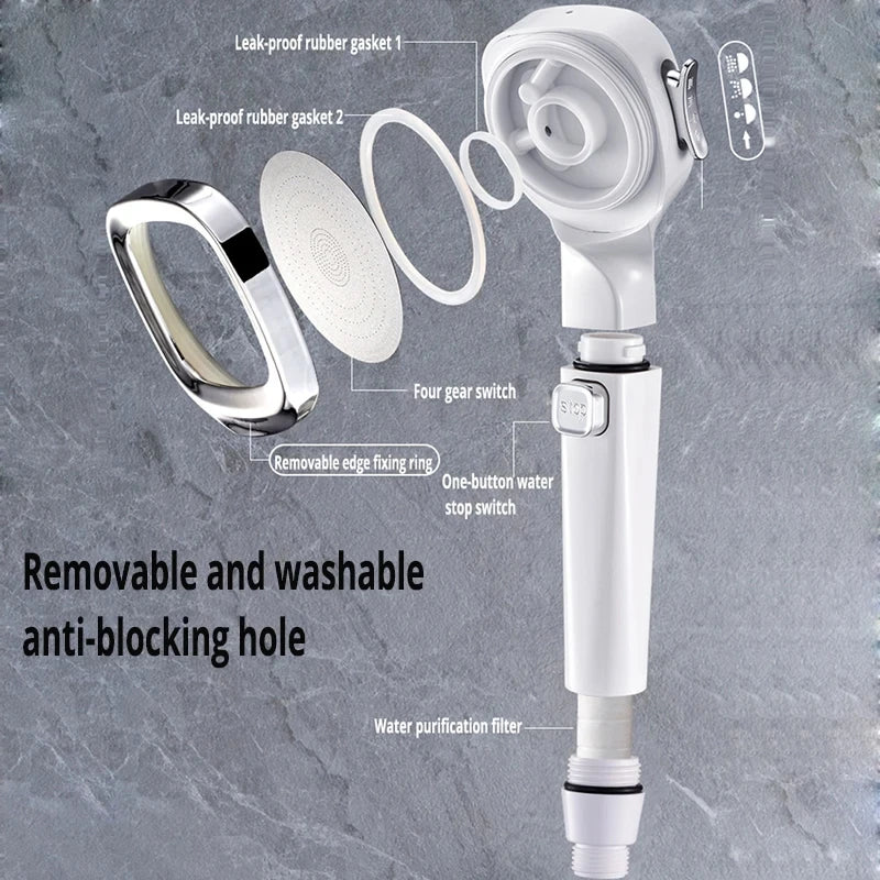 Pommeau de Douche Réglable 3 Modes Économie d'Eau Noir