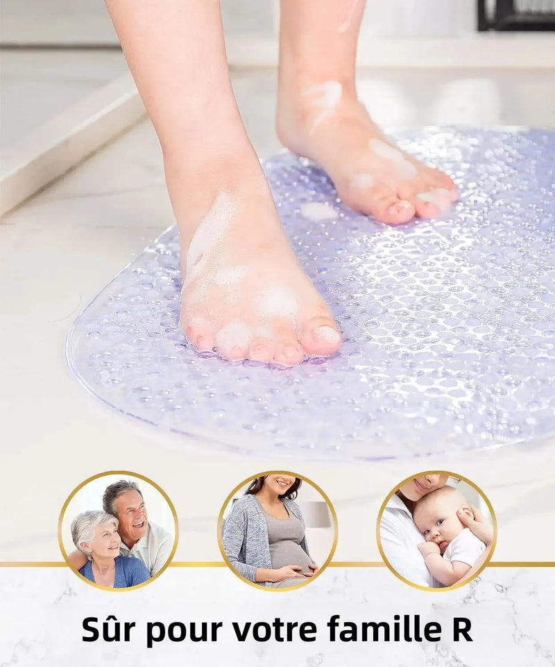 Tapis de Douche Ovale à Bulles Ventouses Anti-Moisissure