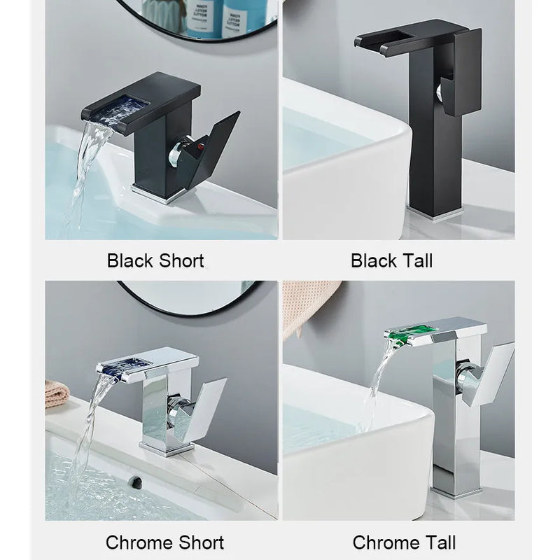 Mitigeur Lavabo Cascade LED Couleur Changeante