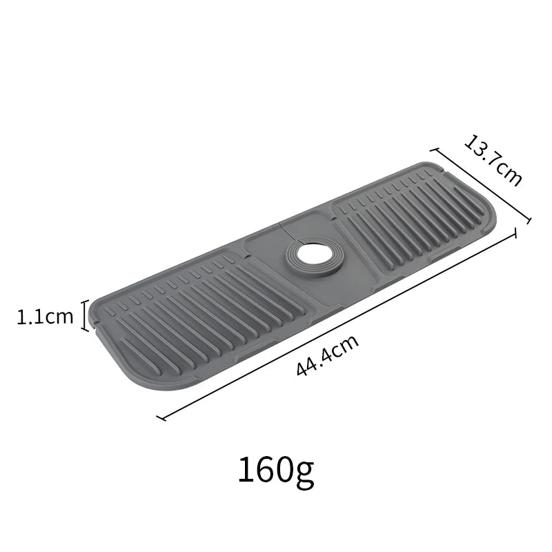 Tapis de Robinet Silicone Anti-Éclaboussures 36,5 ou 44,4 cm, Gris ou Noir
