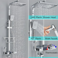 Colonne de Douche Pluie avec Douchette Bidet et Bec de Bain, 5 Finitions