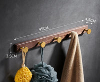 Patère Murale Bois et Aluminium Doré Brossé Multi-Crochets
