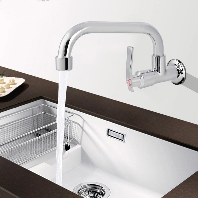 Robinet de Cuisine Mural Eau Froide Laiton Chromé, Bec en U