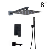 Douche Encastrable Noir Mat Pluie Carrée 20 à 40 cm avec Douchette