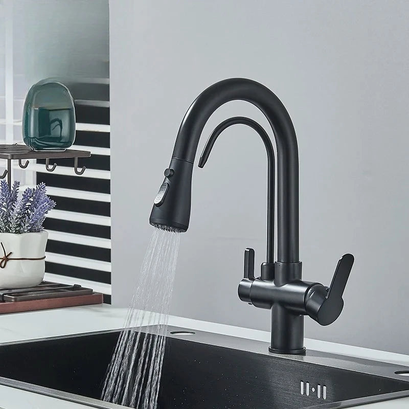 Mitigeur Cuisine Col de Cygne Eau Filtrée Extractible, 8 Finitions