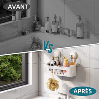 Étagère de Douche à Ventouses Sans Perçage, Panier Blanc 27 cm
