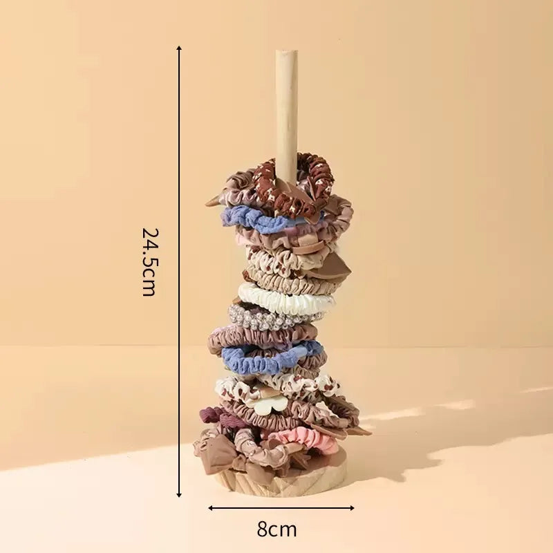 Porte-Essuie-Tout Bambou à Poser, Tige Droite et Base Ronde, 24,5 cm