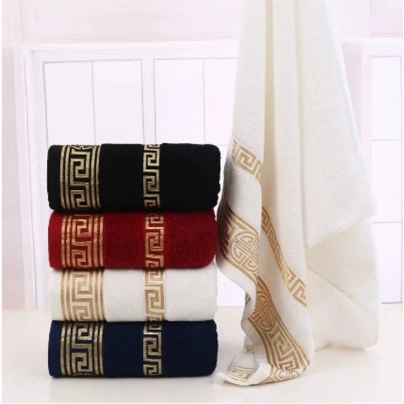 Serviette de Toilette Coton à Frise Grecque 34 x 74 cm, 3 Coloris