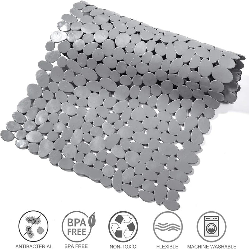 Tapis de Baignoire Galets Antidérapant à Ventouses 70 x 36 ou 88 x 40 cm