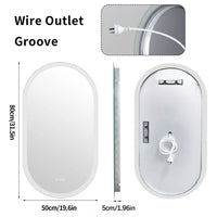 Miroir LED Salle de Bain Ovale Anti-Buée Tactile 80 x 50 cm