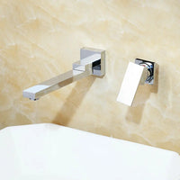 Robinet Mural Lavabo Encastré Carré à Bec Pivotant 180°, Chromé ou Noir