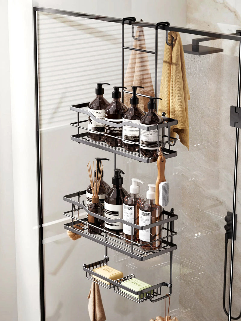 Étagère de Douche Suspendue à 3 Niveaux pour Paroi Vitrée, 75 cm
