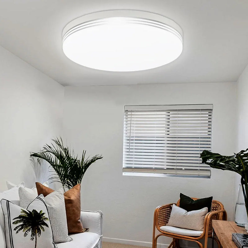 Plafonnier Cuisine LED Ultra-Plat Rond ou Carré, 18 à 48 W, Liseré Argenté