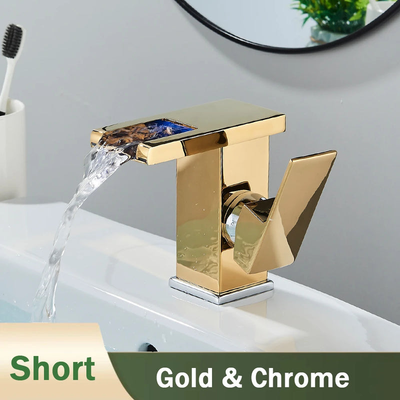 Mitigeur Lavabo Cascade LED Couleur Changeante