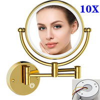 Miroir de Maquillage LED Grossissant 10X Tactile Mural Double Bras Extensible