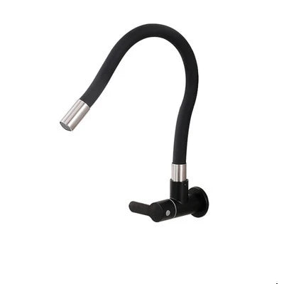 Robinet de Cuisine Mural Bec Flexible Eau Froide Inox 304