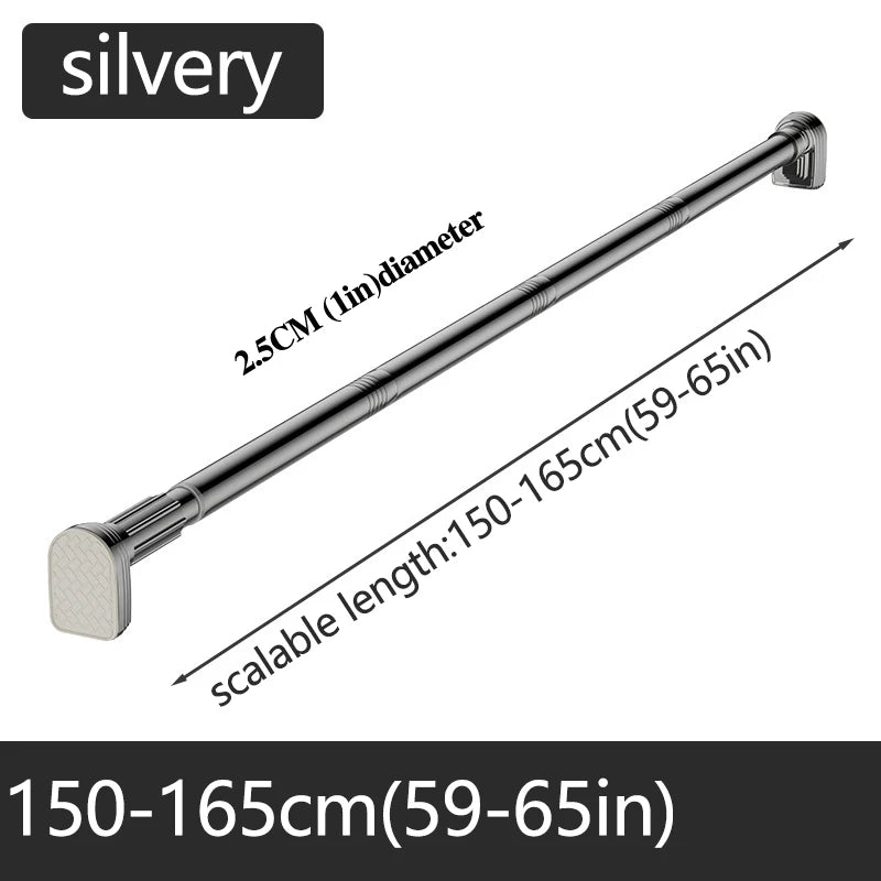 Barre Rideau de Douche Télescopique Inox, Noire ou Argentée, 80 à 270 cm