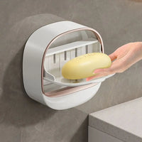 Porte-Savon Mural à Couvercle et Drainage, Vert, Blanc ou Beige, 2 Formats