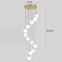 Suspension Cuisine Spirale Globes Blancs, Escalier ou Îlot, 3 à 25 Têtes