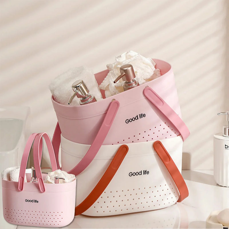 Panier de Douche Portable à Anses 25 cm, Gris, Blanc ou Rose