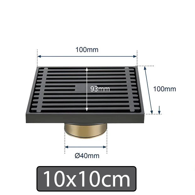 Bonde de Douche Carrée Laiton Multi Finitions 10 à 30 cm