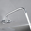 Robinet de Cuisine Mural Eau Froide Laiton Chromé, Bec Pivotant 29 cm