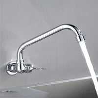 Robinet de Cuisine Mural Eau Froide Laiton Chromé, Bec Pivotant 29 cm